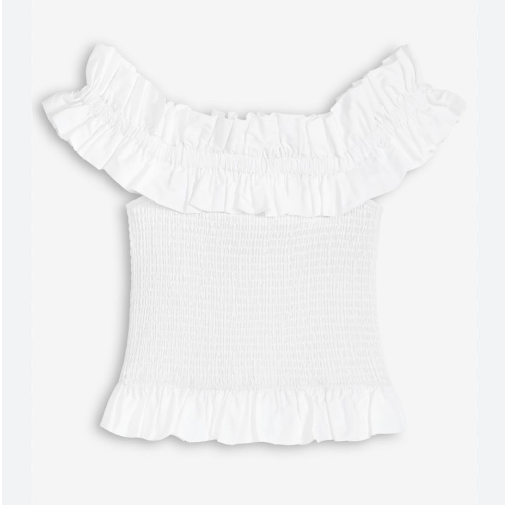 Brand new with tag White Off-Shoulder Ruffle shirred Top - Picture 6 of 10